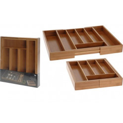 Лоток для столовых приборов раздвижной EH 34X28-45X5cm деревянный