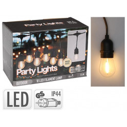 Гирлянда для улицы с 10 LED-лампами, теплый белый, 7,5 м, черный кабель