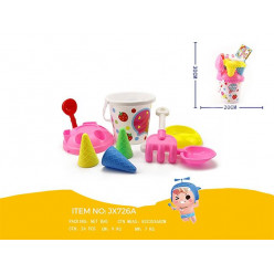 Набор игрушек для песка в ведерке "Мороженое" 9ед, 27cm
