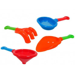 Набор игрушек для песка 4ед (лопата,грабли,лейка,сито) 25cm