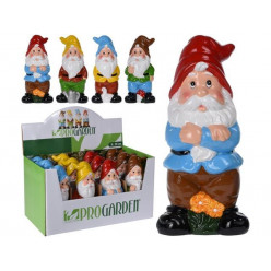 Фигура садовая "Гном с цветком" 20cm, керамический