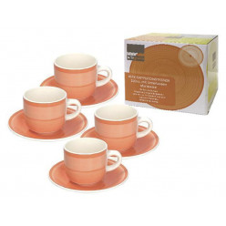 Набор чашек 4шт, 220ml, Tognana Gypsy, с блюдцами, Orange, кор