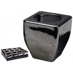 Подсвечник стеклянный 2in1 7X6X4cm, серый перламутр