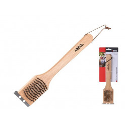 Щетка для чистки гриля BBQ 2in1 30cm, с деревянной ручкой