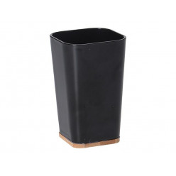 Стакан для зубных щеток Bathroom 11cm, дно бамбук, черн,плас