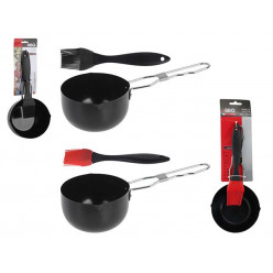 Набор для соуса BBQ 2шт: ковш D11X6cm, кисть 21cm