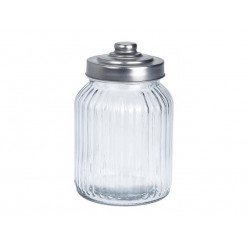 Банка стеклянная рельеф EH 1.1l, D11cm, H18cm, крышка металлическая