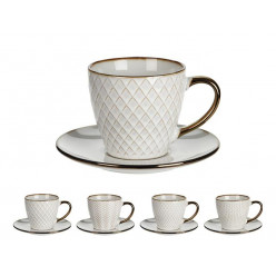 Чашка 250ml с блюдцем Metallic Glazed Rim, керамика