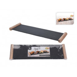 Поднос EH 50X15cm, 2 ручки дерево, сланец