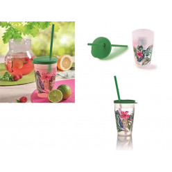 Стакан Snips 500ml "Гавайи" с крышкой и трубочкой, пластик