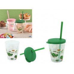Стакан Snips 385ml "Динозаврик"с крышкой и трубочкой,пластик