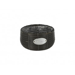 Вазон для цветов D29cm, H15cm, ротанг, графит