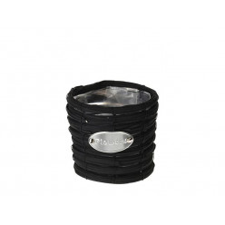 Вазон для цветов D16cm, H14cm, ротанг, черный