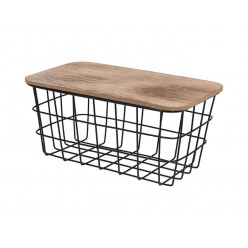 Корзина металлическая с крышкой мдф 26X15X12 см