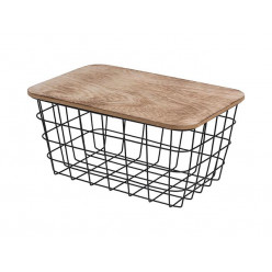 Корзина металлическая с крышкой из мдф 31X22X16 см