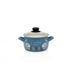 Кастрюля эмалированная Blue 16cm, 2.2l, крышка стекло