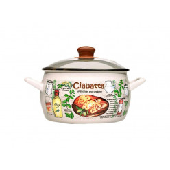 Кастрюля эмалированная Ciabatta 16cm, 2.4l, крышка стекло
