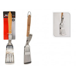 Лопатка-щипцы 2в1 для барбекю BBQ 40cm, ручка дерево