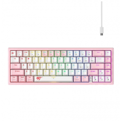 Клавиатура Havit KB874L, Проводное, Розовый | Белый