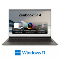 Ноутбук 14" ASUS Zenbook S 14 OLED UX5406SA, Zumaia Gray, Intel Core Ultra 7 258V, 32Гб/1024Гб, Windows 11 Home