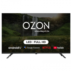 40- LED SMART Телевизор OZON H40S7000R, 1920x1080 FHD, Android TV, Чёрный