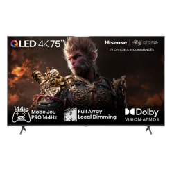 75- QLED SMART Телевизор Hisense 75E7NQ PRO, 3840x2160 4K UHD, VIDAA U7.0, Чёрный