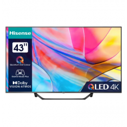 43" QLED SMART Телевизор Hisense 43A7KQ, 3840x2160 4K UHD, VIDAA U6.0, Чёрный