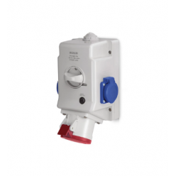 Розетка комбинированная Scame 513.3257-2DFS 5P + 2 euro 32 A 346 - 415 В IP44