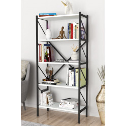 Библиотека в металлическом каркасе с 5 отделениями Nex Home 66 x 34 x 157 см, Белый