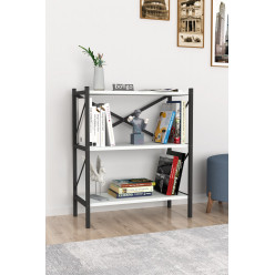 Библиотека в металлическом каркасе с 3 отделениями Nex Home 66 x 35 x 85 см, Белый