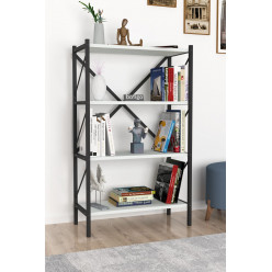 Библиотека в металлическом каркасе с 4 отделениями Nex Home 66 x 35 x 120 см, Белый