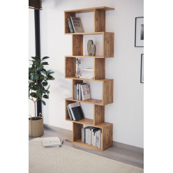 Книжный шкаф «Зигзаг» с 6 отделениями Nex Home 70 x 24 x 192 см, Дуб