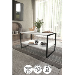 Журнальный столик с 2 уровнями Metal Nex Home 90 x 50 см, Белый