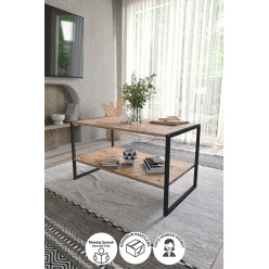 Журнальный столик с 2 уровнями Metal Nex Home 90 x 50 см, Дуб