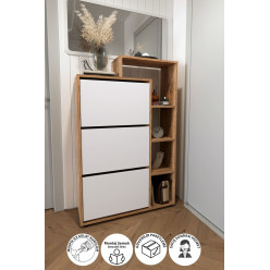 Шкаф для обуви с 7 отделениями Lego Nex Home 90 x 32 x 143 см, Дуб/Белый