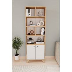 Книжный шкаф с 8 отделениями Smyrna Nex Home 64 x 30 x 187 см, Дуб/Белый
