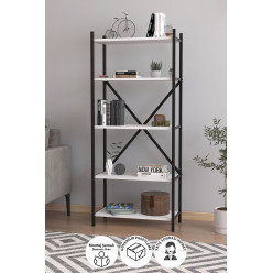 Библиотека в металлическом каркасе с 5 отделениями Troya Nex Home 63 x 31 x 145 см, Белый