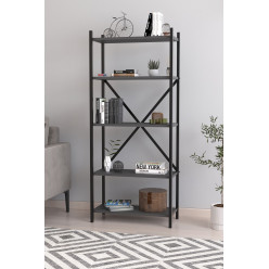 Библиотека в металлическом каркасе с 5 отделениями Troya Nex Home 63 x 31 x 145 см, Антрацит
