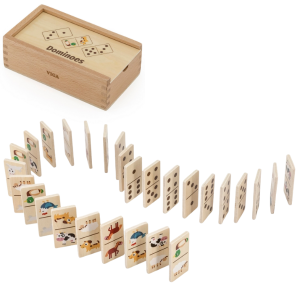 Domino din lemn 2în1 „Animale și numere” Domino din lemn 2în1 „Animale și numere”