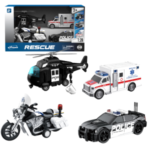 1:20 Set vehicule de poliție cu fricțiune (lumini /sunete) 1:20 Set vehicule de poliție cu fricțiune (lumini /sunete)