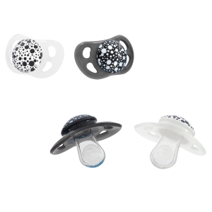 Set de 2 Suzete din Silicon în formă Ortodontică, neagră și albă, 6+ luni Set de 2 Suzete din Silicon în formă Ortodontică, neagră și albă, 6+ luni