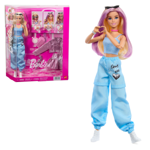 Păpușa Barbie cu 4 ținute, accesorii și păr cu schimbare de culoare Păpușa Barbie cu 4 ținute, accesorii și păr cu schimbare de culoare