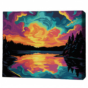Pictură pe numere 30*40 сm (pânză neagră/fără cutie) – Simfonia apusului Pictură pe numere 30*40 сm (pânză neagră/fără cutie) – Simfonia apusului