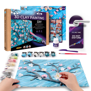 Объемная 3D картина из воздушного пластилина Air Clay 30×40 см — Ветви цветущего миндаля Объемная 3D картина из воздушного пластилина Air Clay 30×40 см — Ветви цветущего миндаля