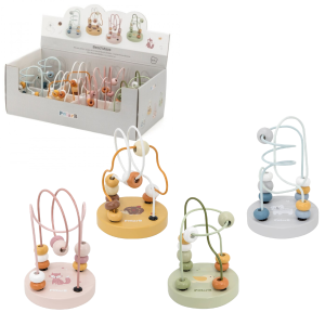 Labirint din lemn cu mărgele colorate, 10 elemente, 4 modele Labirint din lemn cu mărgele colorate, 10 elemente, 4 modele