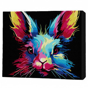 Pictură pe numere 30*40 сm (pânză neagră/fără cutie) – Iepuraș neon Pictură pe numere 30*40 сm (pânză neagră/fără cutie) – Iepuraș neon