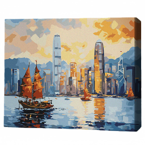 Pictură pe numere 40х50 cm (fără cutie) – Hong Kong la apus Pictură pe numere 40х50 cm (fără cutie) – Hong Kong la apus