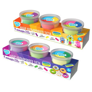 Aluat pentru modelare Play Dough în cutiuțe, 9 culori х 75 g, 2 modele.