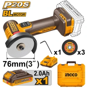 Mini polizor unghiular cu acumulator 20V/1*2,0Ah INGCO CAGLI207625 Mini polizor unghiular cu acumulator 20V/1*2,0Ah INGCO CAGLI207625