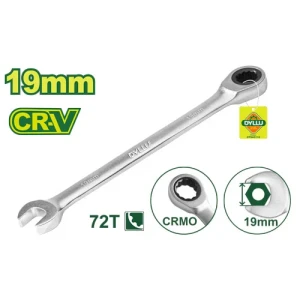 Cheie combinata cu clichet 19 mm CR-V DYLLU DTSA5119 Cheie combinata cu clichet 19 mm CR-V DYLLU DTSA5119